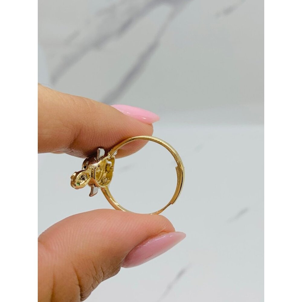 10k Solid Gold Ring Turtle Size 7.5 - image 4